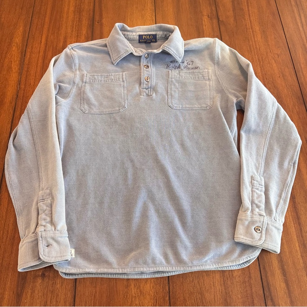 Polo Ralph‎ Lauren Youth Boys Indigo Blue Chambray Workshirt Size L 14-16 Naval